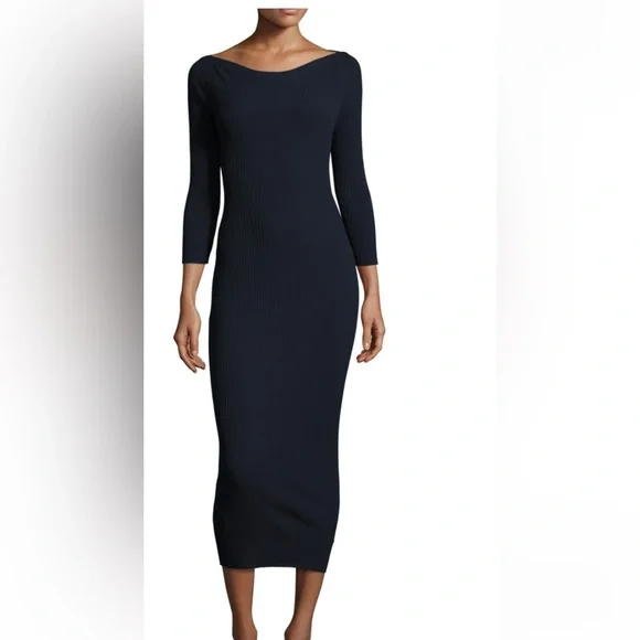 theory ribbed midi dress Theory Panelled Ribbed Midi Dress | Black